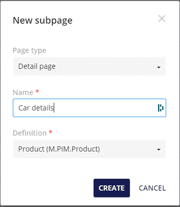 Create new subpage
