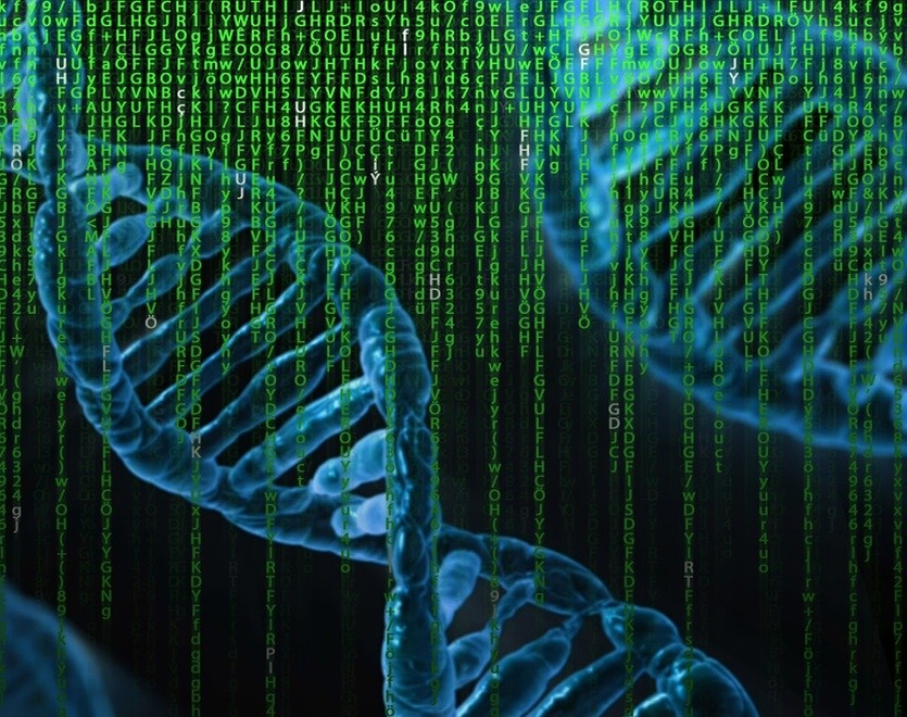 DNA chains with Matrix movie code