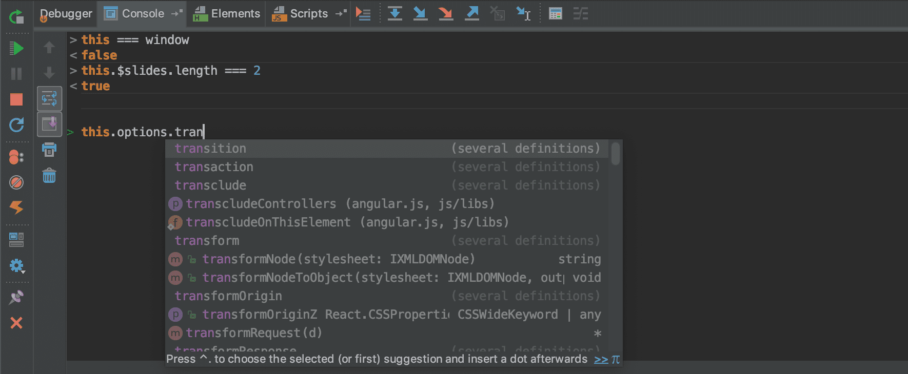 Example IntelliJ IDE with code complition visible